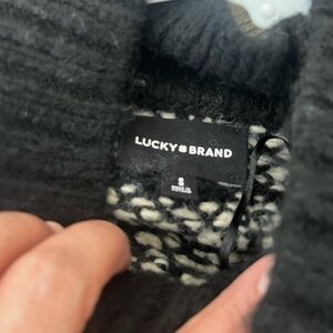 Lucky Brand Black Sweater with Cream Knit Detail